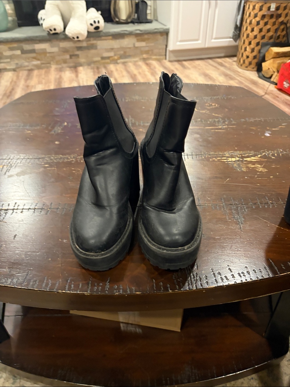 Steve Madden Black Platform Chelsea Booties